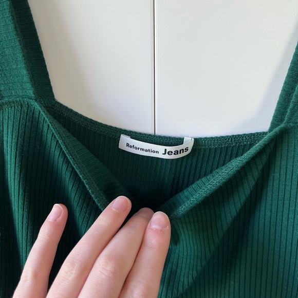 Reformation Green Ribbed Tank Top - Picture 7 of 8